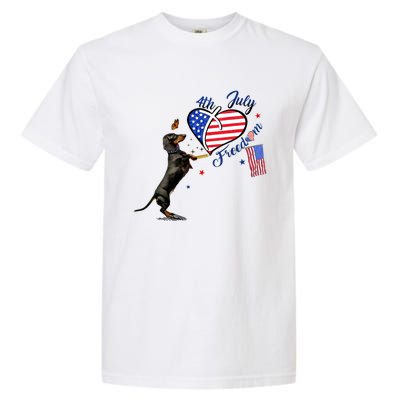 Dachshund Drawing Love America 4th Of July Freedom Day Funny Gift Garment-Dyed Heavyweight T-Shirt