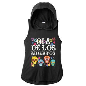 Dia De Los Muertos Sugar Skull Mexican Holiday Ladies PosiCharge Tri-Blend Wicking Draft Hoodie Tank