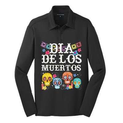 Dia De Los Muertos Sugar Skull Mexican Holiday Silk Touch Performance Long Sleeve Polo