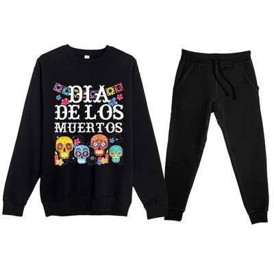 Dia De Los Muertos Sugar Skull Mexican Holiday Premium Crewneck Sweatsuit Set