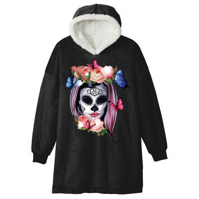 Dia De Los Muertos Sugar Skull Catrina Day Of The Dead Hooded Wearable Blanket