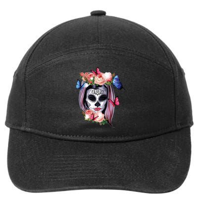 Dia De Los Muertos Sugar Skull Catrina Day Of The Dead 7-Panel Snapback Hat