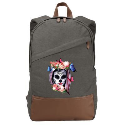 Dia De Los Muertos Sugar Skull Catrina Day Of The Dead Cotton Canvas Backpack