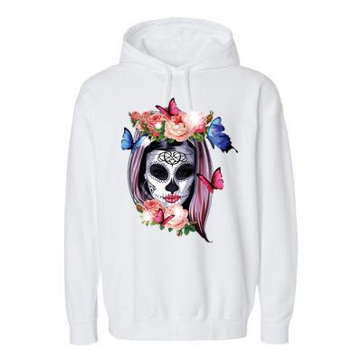 Dia De Los Muertos Sugar Skull Catrina Day Of The Dead Garment-Dyed Fleece Hoodie
