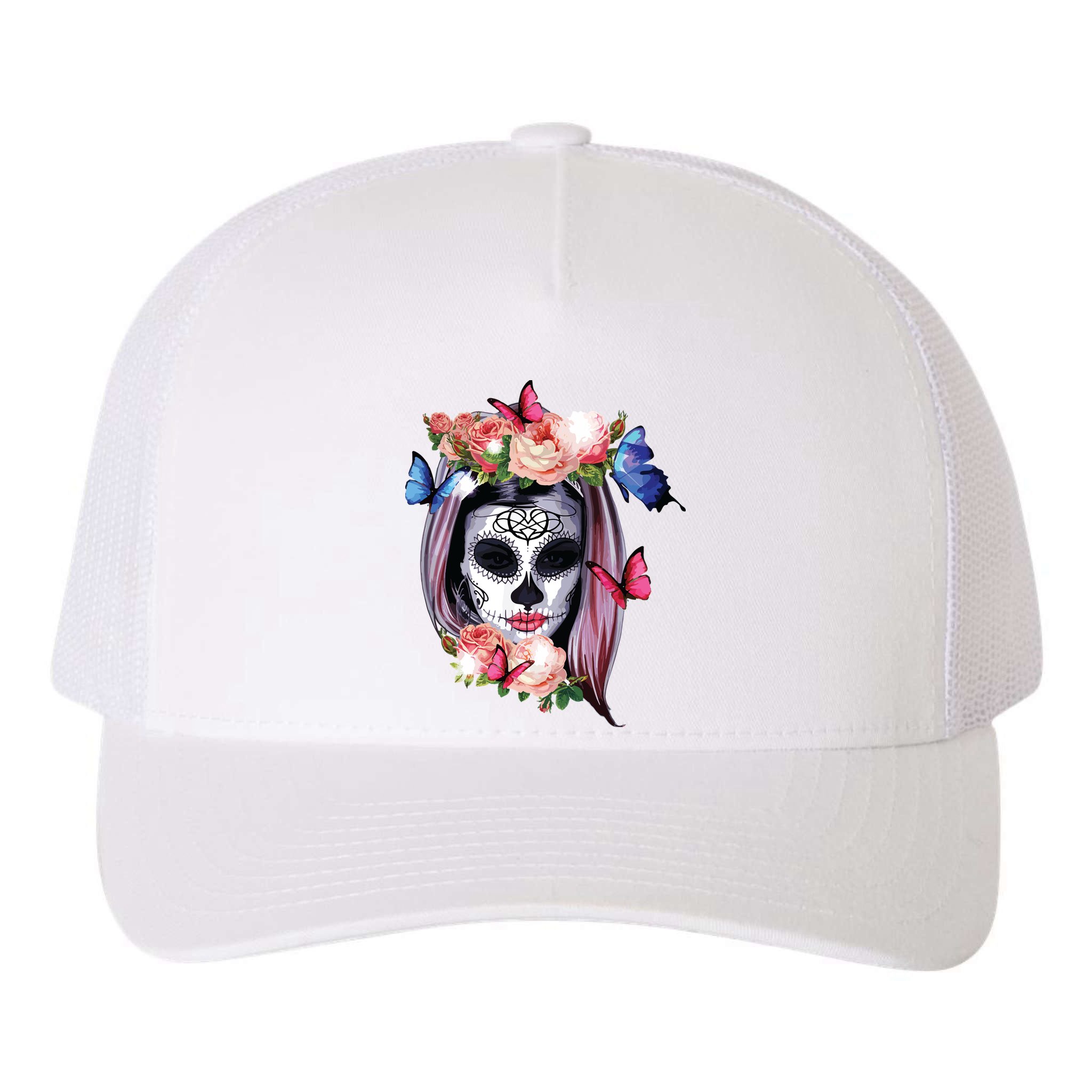 Dia De Los Muertos Sugar Skull Catrina Day Of The Dead Yupoong Adult 5-Panel Trucker Hat