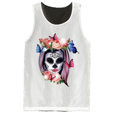 Dia De Los Muertos Sugar Skull Catrina Day Of The Dead Mesh Reversible Basketball Jersey Tank