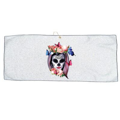 Dia De Los Muertos Sugar Skull Catrina Day Of The Dead Large Microfiber Waffle Golf Towel