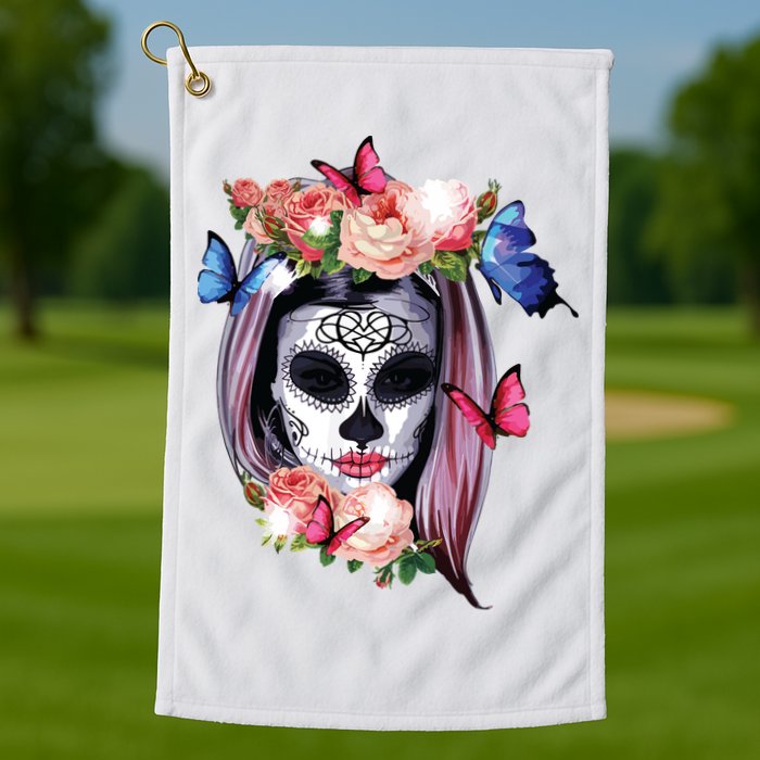 Dia De Los Muertos Sugar Skull Catrina Day Of The Dead Golf Towel