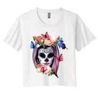 Dia De Los Muertos Sugar Skull Catrina Day Of The Dead Women's Crop Top Tee