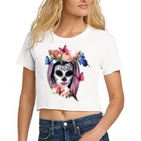 Dia De Los Muertos Sugar Skull Catrina Day Of The Dead Women's Crop Top Tee