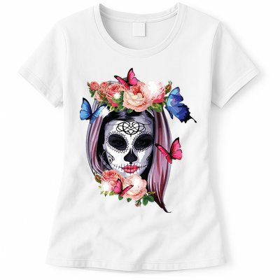 Dia De Los Muertos Sugar Skull Catrina Day Of The Dead Womens T-Shirt