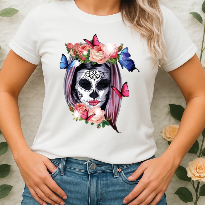 Dia De Los Muertos Sugar Skull Catrina Day Of The Dead Womens T-Shirt