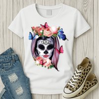 Dia De Los Muertos Sugar Skull Catrina Day Of The Dead Womens T-Shirt