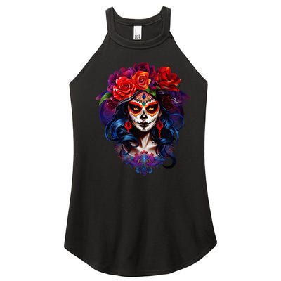 Dia De Los Muertos 2024 Sugar Skull Catrina Day Of The Dead Women's Perfect Tri Rocker Tank