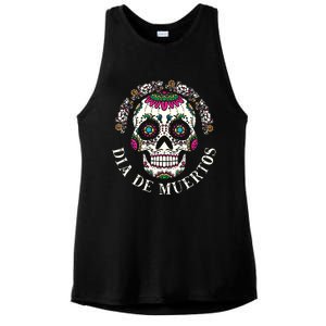 Dia De Los Muertos Sugar Skull Mexican Holiday Ladies PosiCharge Tri-Blend Wicking Tank