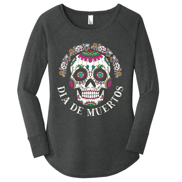 Dia De Los Muertos Sugar Skull Mexican Holiday Women's Perfect Tri Tunic Long Sleeve Shirt