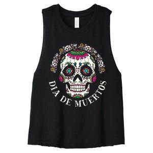 Dia De Los Muertos Sugar Skull Mexican Holiday Women's Racerback Cropped Tank