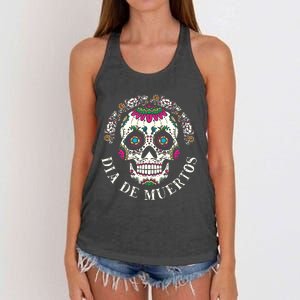 Dia De Los Muertos Sugar Skull Mexican Holiday Women's Knotted Racerback Tank