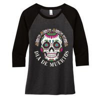 Dia De Los Muertos Sugar Skull Mexican Holiday Women's Tri-Blend 3/4-Sleeve Raglan Shirt