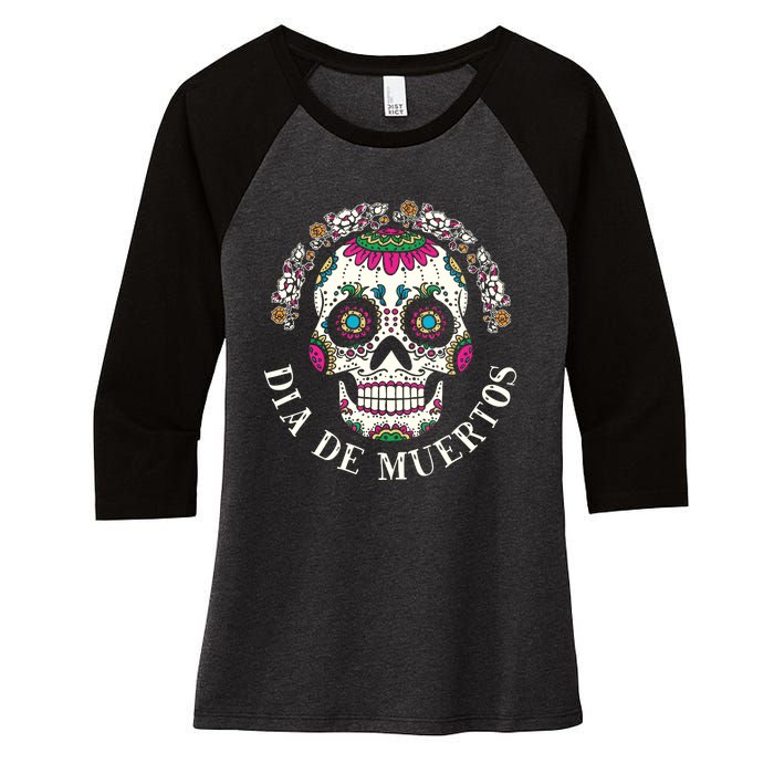 Dia De Los Muertos Sugar Skull Mexican Holiday Women's Tri-Blend 3/4-Sleeve Raglan Shirt