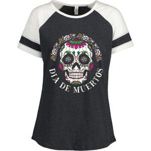 Dia De Los Muertos Sugar Skull Mexican Holiday Enza Ladies Jersey Colorblock Tee