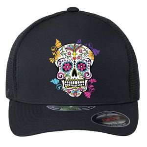 Dia De Los Muertos Sugar Skull Flexfit Unipanel Trucker Cap