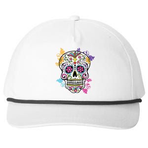 Dia De Los Muertos Sugar Skull Snapback Five-Panel Rope Hat