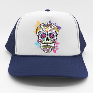 Dia De Los Muertos Sugar Skull Trucker Hat