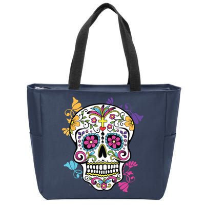 Dia De Los Muertos Sugar Skull Zip Tote Bag