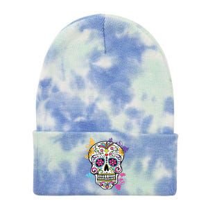 Dia De Los Muertos Sugar Skull Tie Dye 12in Knit Beanie