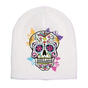 Dia De Los Muertos Sugar Skull Short Acrylic Beanie