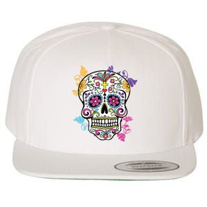 Dia De Los Muertos Sugar Skull Wool Snapback Cap