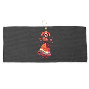 Dia De Los Muertos Day Of The Dead Mexican Sugar Skeleton Large Microfiber Waffle Golf Towel