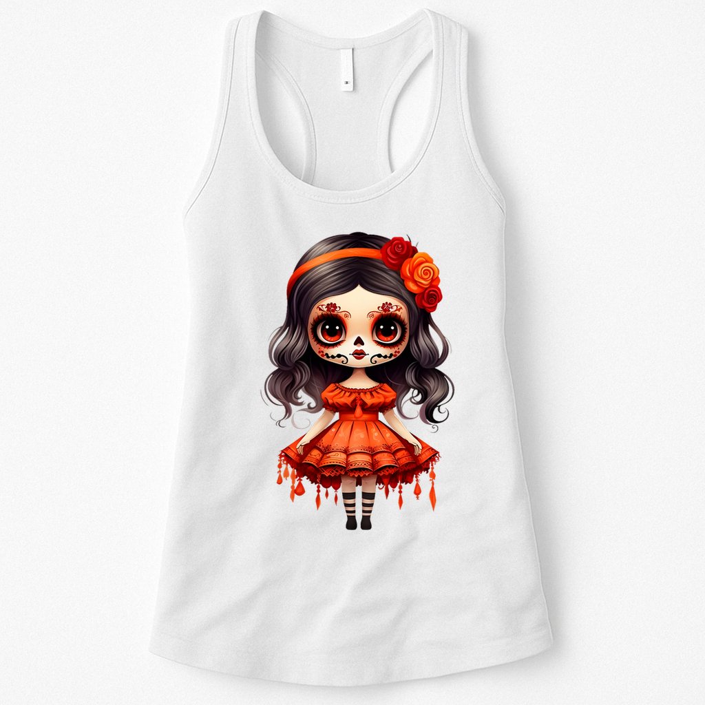 Dia De Los Muertos La Catrina Cute Skeleton Mexican Womens Tank Top