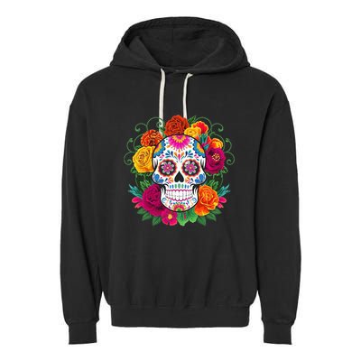 Dia De Los Muertos Costume Day Of The Dead Sugar Skull Garment-Dyed Fleece Hoodie