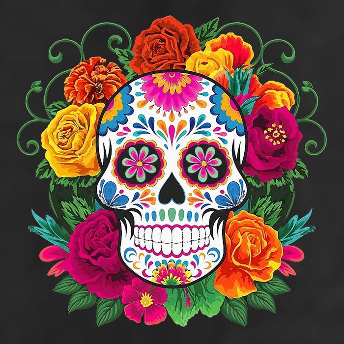 Dia De Los Muertos Costume Day Of The Dead Sugar Skull 7 Panel Mesh Trucker Snapback Hat
