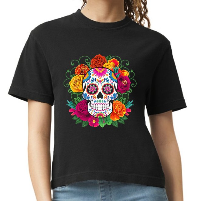 Dia De Los Muertos Costume Day Of The Dead Sugar Skull Comfort Colors Boxy T-Shirt