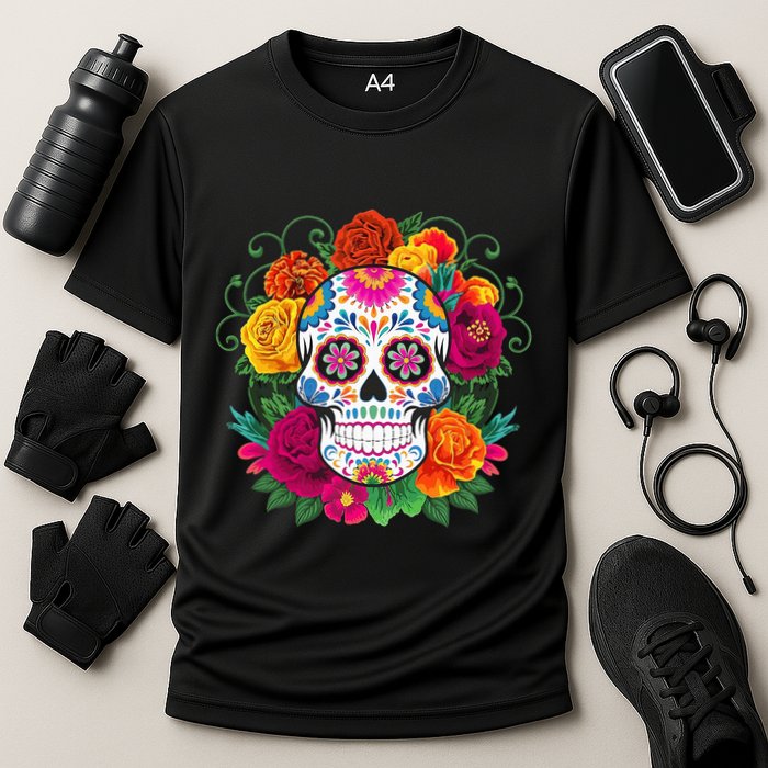 Dia De Los Muertos Costume Day Of The Dead Sugar Skull Cooling Performance Crew T-Shirt