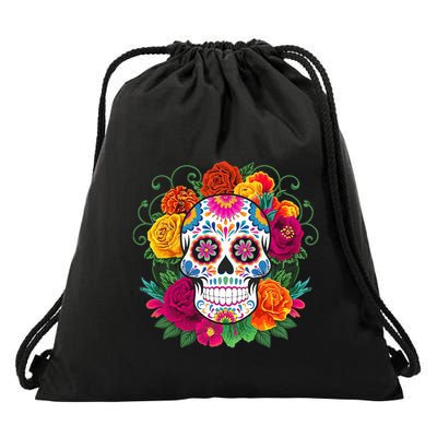 Dia De Los Muertos Costume Day Of The Dead Sugar Skull Drawstring Bag