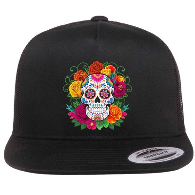 Dia De Los Muertos Costume Day Of The Dead Sugar Skull Flatbill Hat