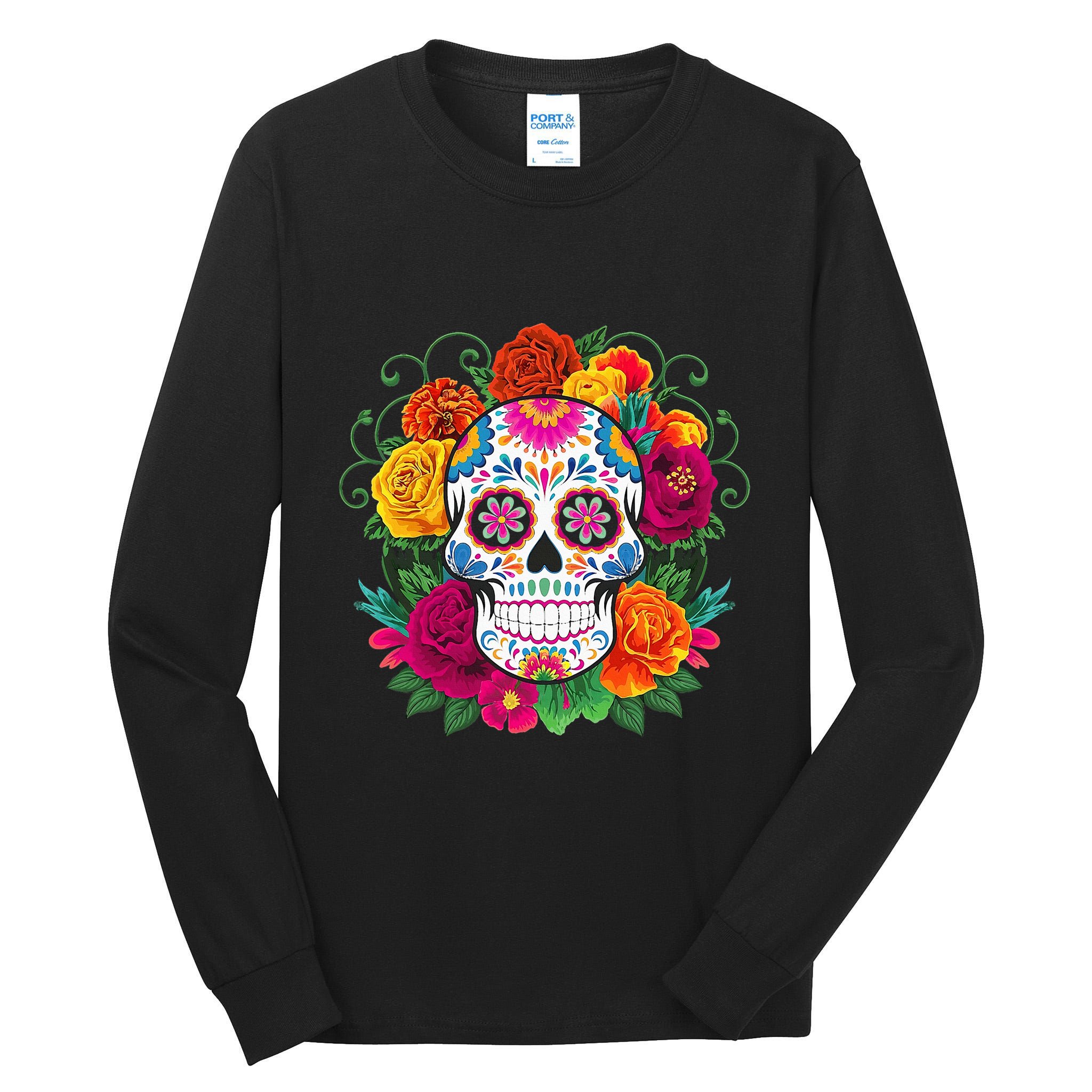 Dia De Los Muertos Costume Day Of The Dead Sugar Skull Tall Long Sleeve T-Shirt