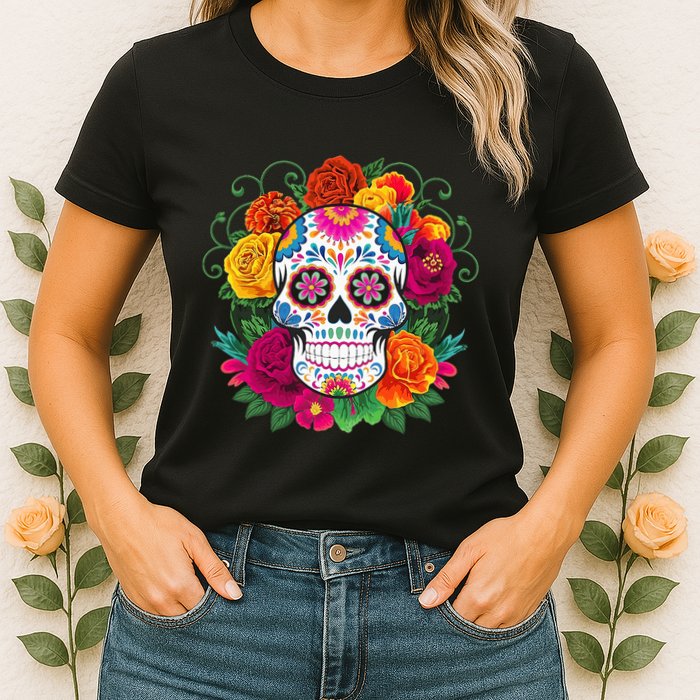 Dia De Los Muertos Costume Day Of The Dead Sugar Skull Womens T-Shirt
