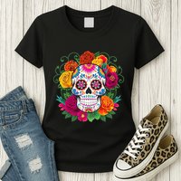 Dia De Los Muertos Costume Day Of The Dead Sugar Skull Womens T-Shirt