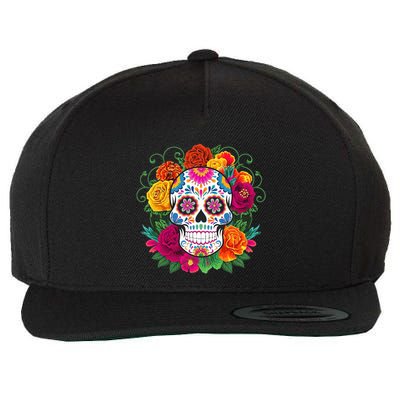 Dia De Los Muertos Costume Day Of The Dead Sugar Skull Wool Snapback Cap