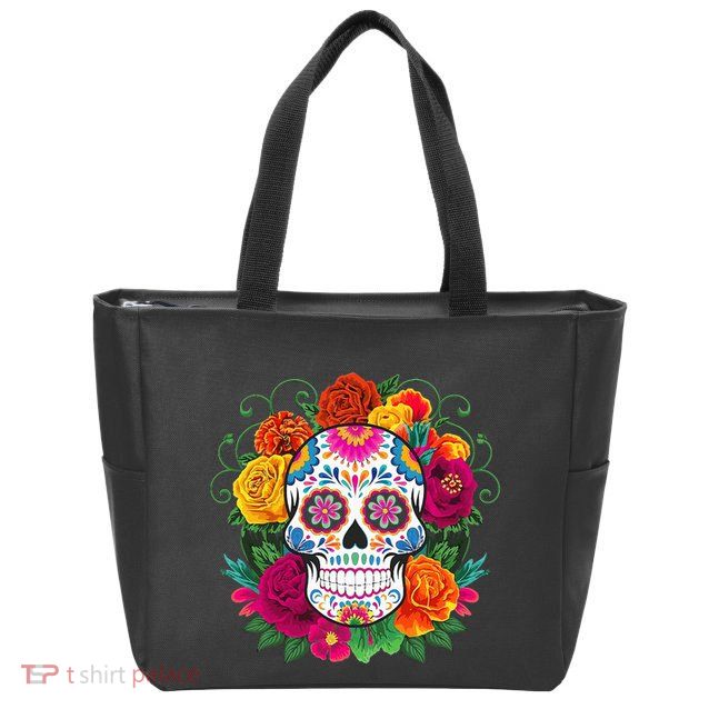 Dia De Los Muertos Costume Day Of The Dead Sugar Skull Zip Tote Bag