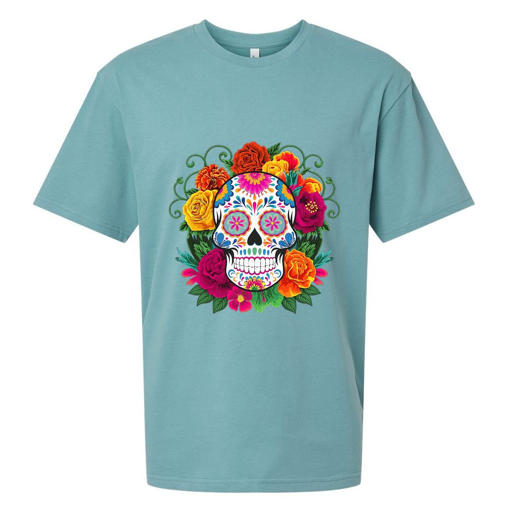 Dia De Los Muertos Costume Day Of The Dead Sugar Skull Sueded Cloud Jersey T-Shirt