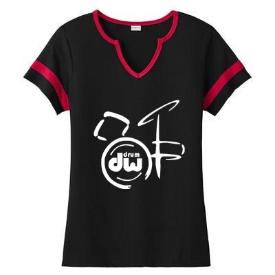 DW Drum Music Instrument Logo Ladies Halftime Notch Neck Tee