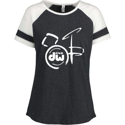 DW Drum Music Instrument Logo Enza Ladies Jersey Colorblock Tee