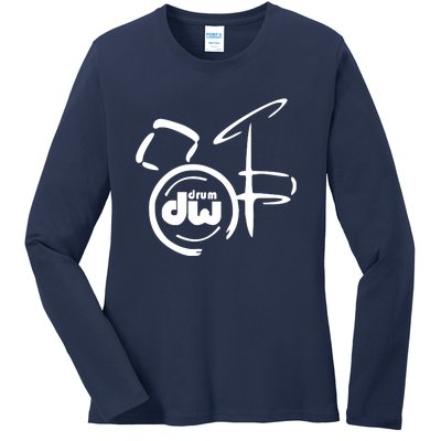 DW Drum Music Instrument Logo Ladies Long Sleeve Shirt