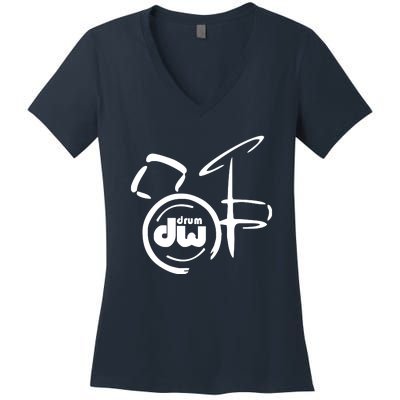 DW Drum Music Instrument Logo Women's V-Neck T-Shirt